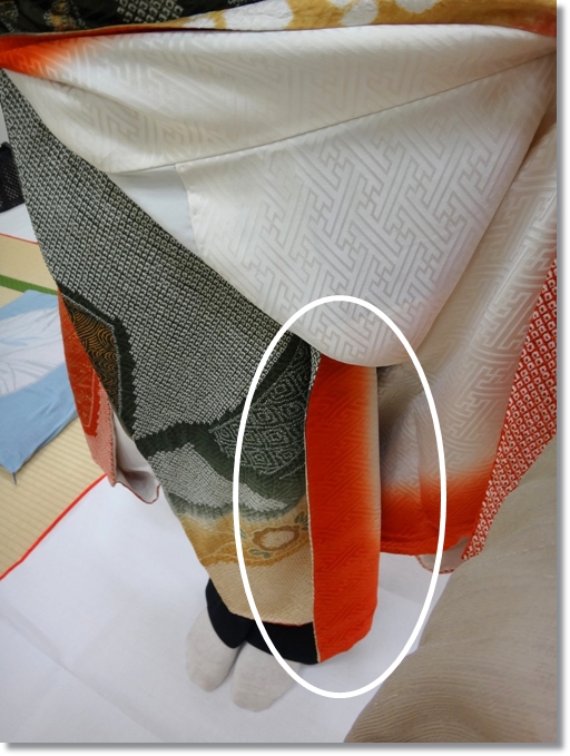 身幅が広すぎる着物の下前
