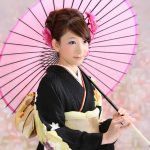 黒色の振袖美人