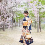 青色古典柄振袖