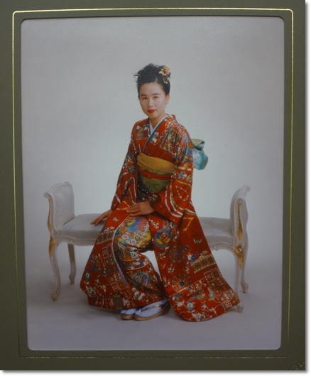 赤色のママ振袖コーディネート 昔の写真