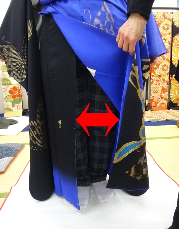 振袖 下前 身巾狭し