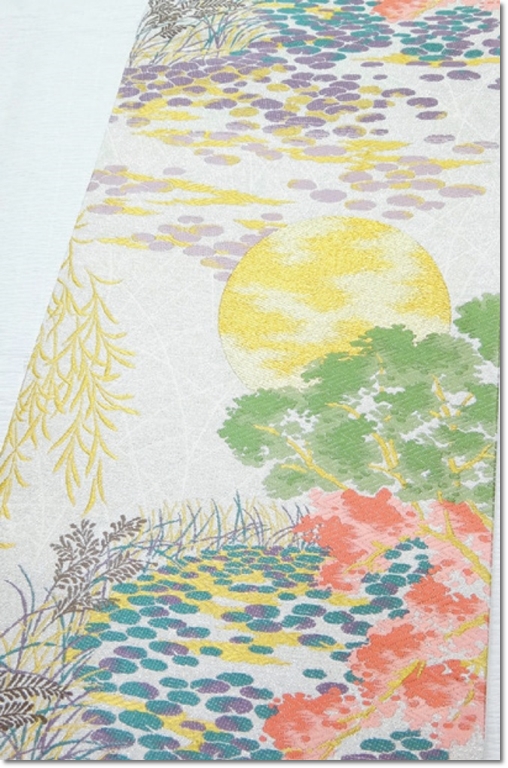 白地 月 山 袋帯