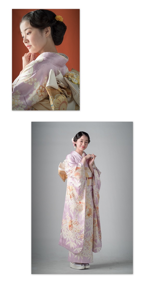 薄紫色 古典柄振袖美人