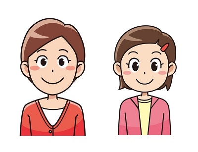 母と娘のイラスト