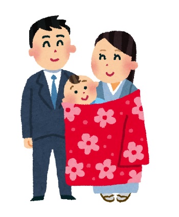 お宮参り夫婦_イラスト