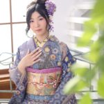青紫色の辻が花振袖 コーディネート ヘアスタイル