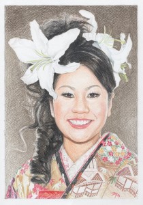 『花嫁さん』の色鉛筆肖像画