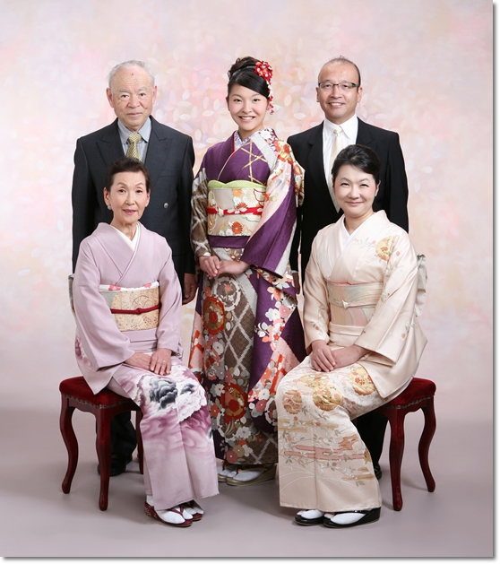 親子3代 成人式前撮り写真