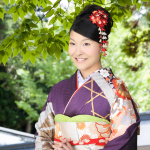 紫色の古典柄振袖