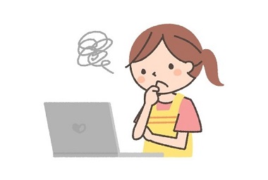 パソコン操作が苦手な主婦のイラスト