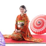 朱色のママ振袖
