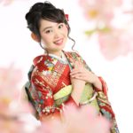 ママ振り袖コーディネート 赤色