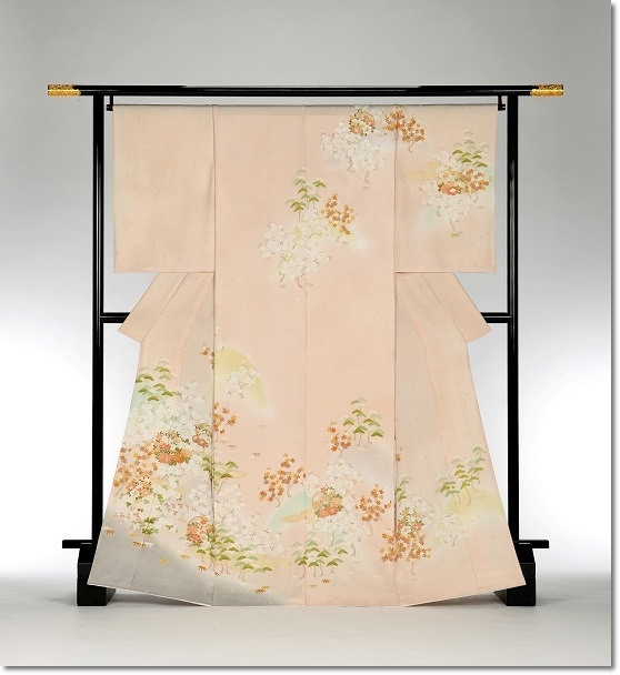 ピンクグレーぼかし 紅葉菊桜牡丹 細かい柄 訪問着 正絹 128,000円 嫁入り道具 20代30代向け 名古屋市きものやまなか