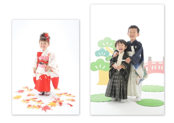 お宮参りの着物を女の子3歳 男͡の子5歳の七五三用に直し